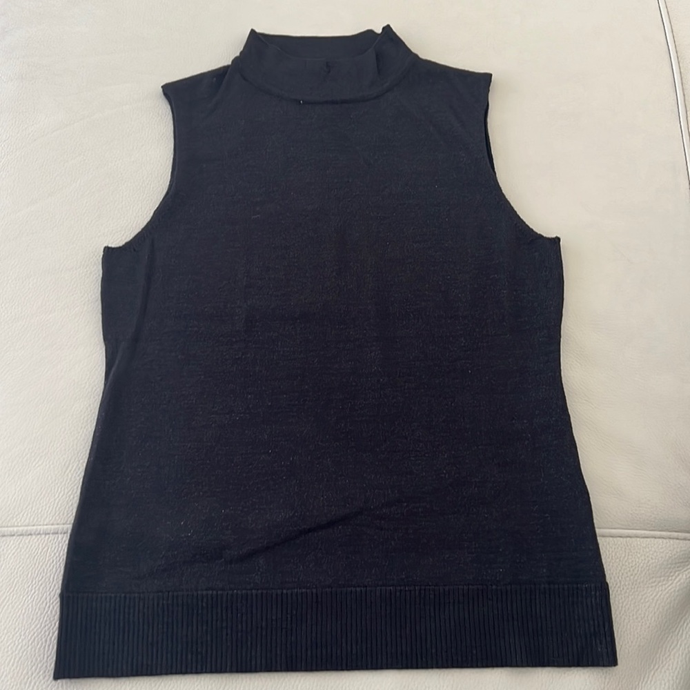 Black Rivet Sleeveless Turtleneck Top